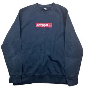 Nike "Just Do It" Red Box Logo Crew Neck Sweatshirt Adult Large Black Swoosh